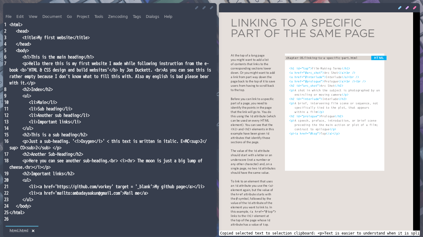 another screenshot from my laptop running a text editor and document viewer